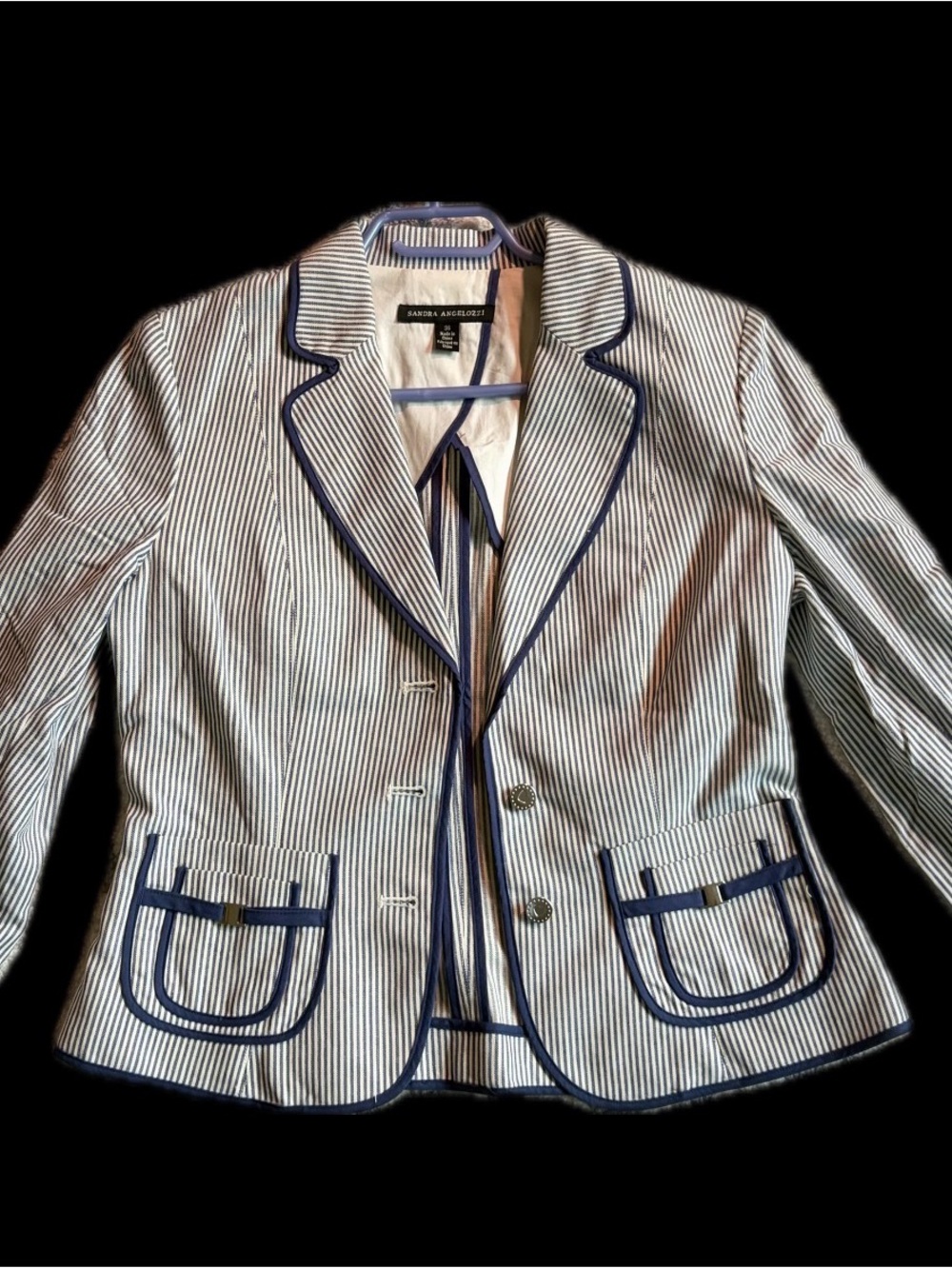 Striped Navy-Trim Blazer